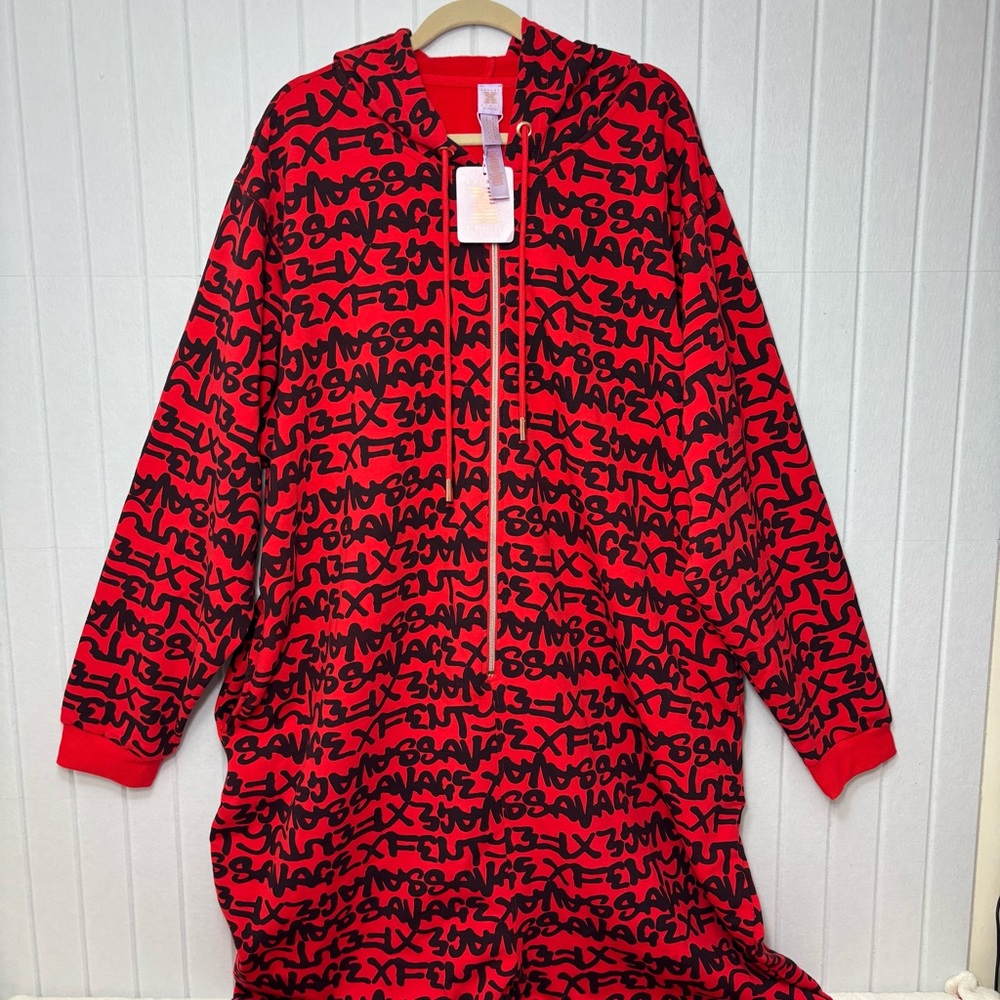 Savage X Fenty By RIHANNA HOODED ONESIE
Red Black Graphic Jumpsuit  Size 22-24 - Picture 4 of 13